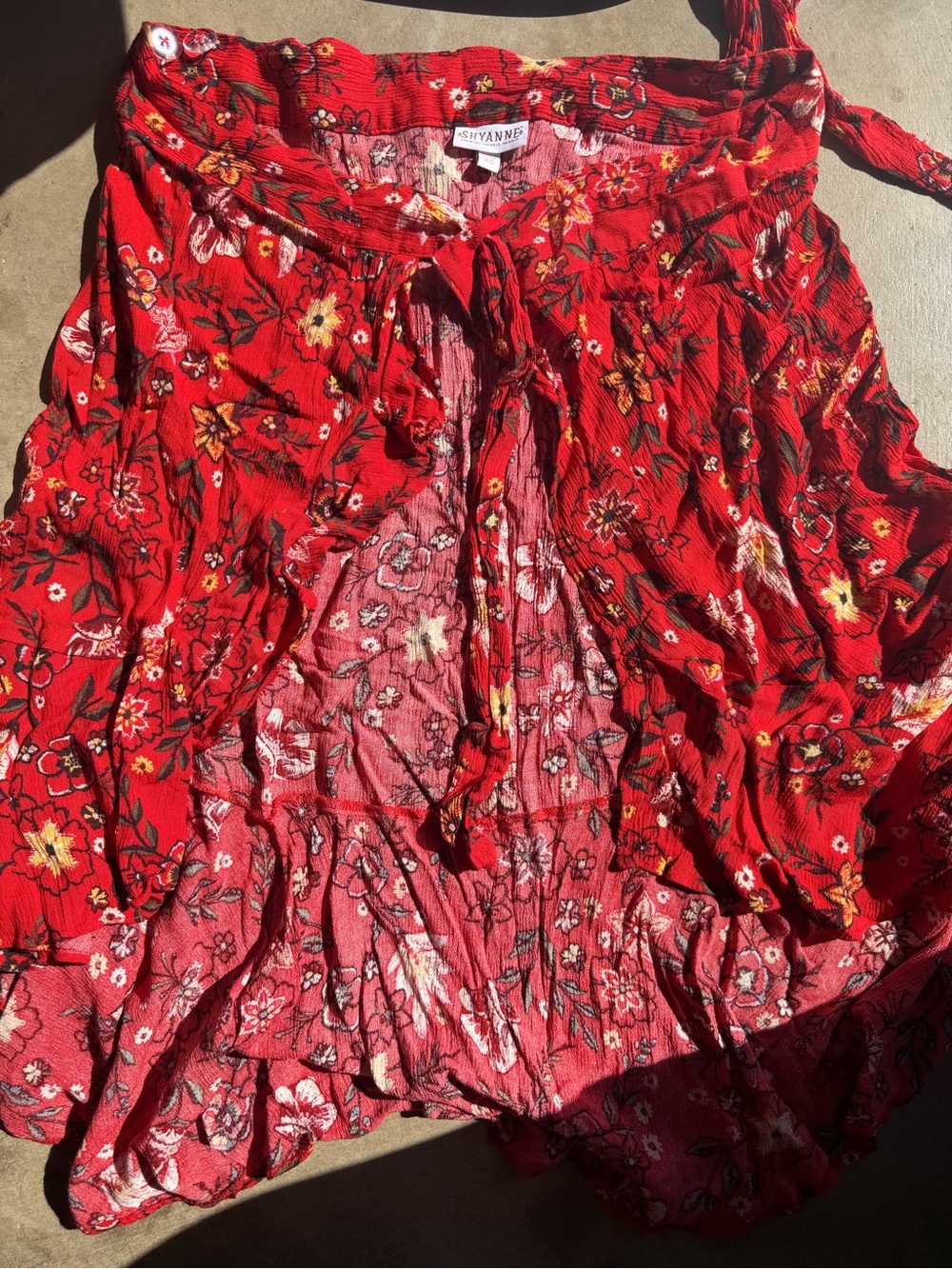 Shyanne Red Floral Ruffled Skater Skirt